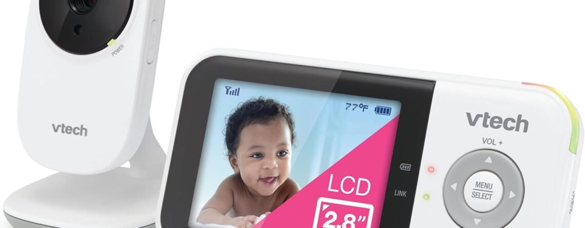 VTech VM819 Baby Monitor, 2.8” Screen, Night Vision, 2-Way Audio, Temperature Sensor and Lullabies, Secure Transmission No WiFi