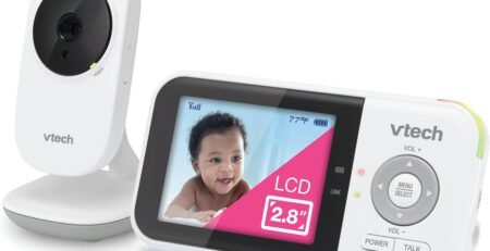 VTech VM819 Baby Monitor, 2.8” Screen, Night Vision, 2-Way Audio, Temperature Sensor and Lullabies, Secure Transmission No WiFi