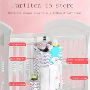 Hanging Diaper Caddy Organizer with Wipes Pocket for Baby Essentials - Image 3