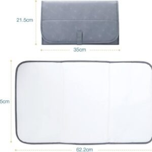 Portable Waterproof Baby Changing Pad - Foldable Travel Diaper Mat, Grey - Image 5