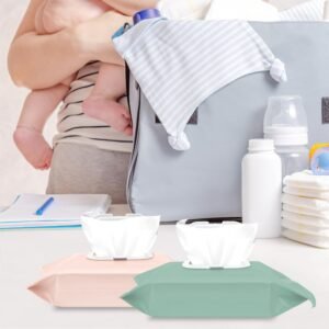 Portable Baby Wipes Dispenser - Refillable, One-Press, 4-Pack for Travel - Image 7