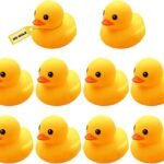10Pcs No Hole Yellow Rubber Ducks Bath Duck Toys for Toddlers Boys Girls,Mold Free Yellow Ducky in Bulk Mini Ducks Baby Shower Duck Decorations Party Favors