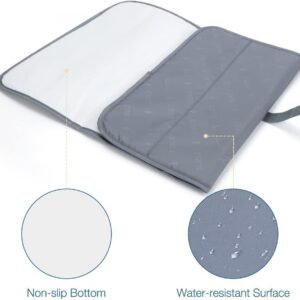 Portable Waterproof Baby Changing Pad - Foldable Travel Diaper Mat, Grey - Image 3
