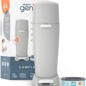 Diaper Genie Complete Diaper Pail System, Grey - AMAZON EXCLUSIVE - includes 4 Carbon Filters and 1 refill