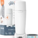Diaper Genie Complete Diaper Pail System, White - AMAZON EXCLUSIVE - includes 4 Carbon Filters and 1 refill