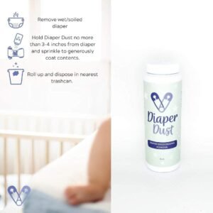 Diaper Dust - Unscented Deodorizing Powder with Charcoal, 8oz (2ct) - Image 5