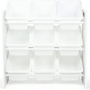 Lennox White Toy Storage Organizer with 9 Plastic Bins (JWTR-03006) - Image 3