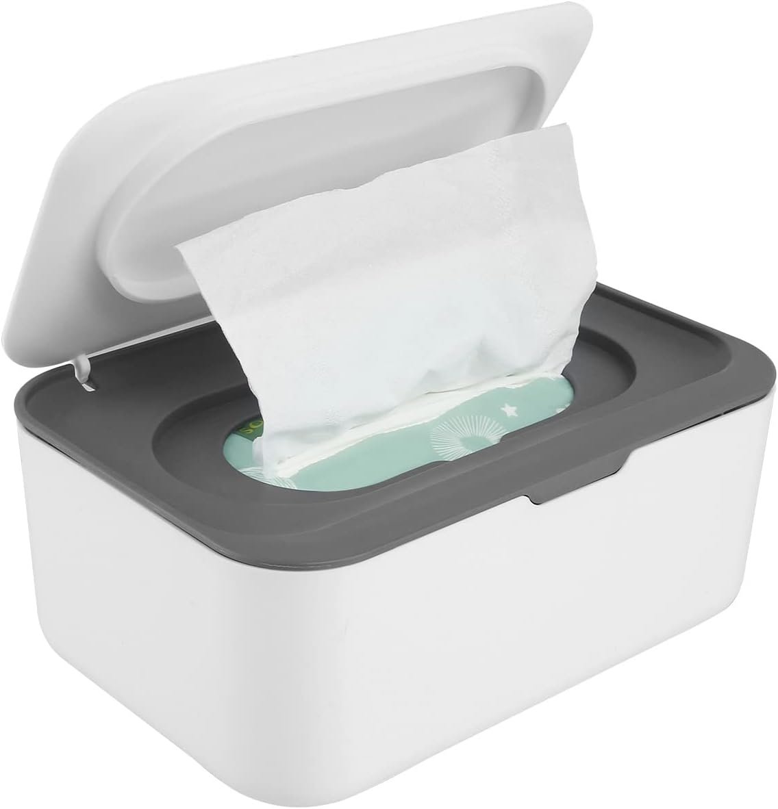 Wipes Dispenser, Dustproof Wet Tissue Box Baby Wipe Holder Large Capacity Wipes/Tissue Case with Moisture Seal Secure Lid Keeps Wipes Fresh for Home, Office (Gray)