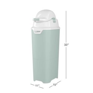 Foundations Tall Diaper Pail - Airtight, Odorless, Holds 60 Diapers, Green - Image 2