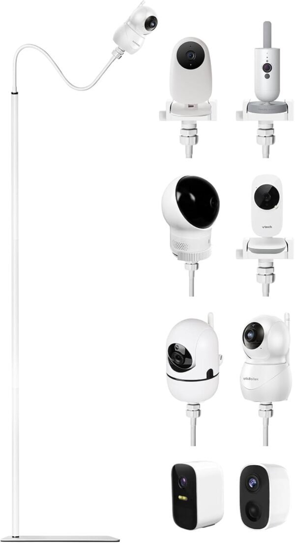 Baby Monitor Floor Stand Holder Compatible with Hellobaby, Infant Optics DXR-8 Pro, Nanit Pro, Motorola, Vetch, Arenti, iFamily, and Other Cameras – Adjustable Holder for Cameras with 1/4 Screw Mount