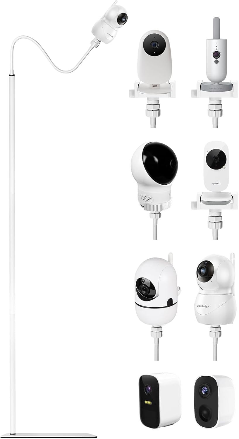 Baby Monitor Floor Stand Holder Compatible with Hellobaby, Infant Optics DXR-8 Pro, Nanit Pro, Motorola, Vetch, Arenti, iFamily, and Other Cameras – Adjustable Holder for Cameras with 1/4 Screw Mount