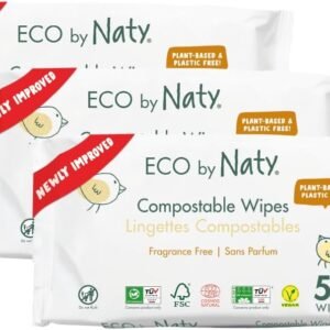 Eco by Naty Unscented Baby Wipes - 100% Compostable and Plant-Based Wipes, Good for Babies and Newborn Sensitive Skin,56 Count (Pack of 3)
