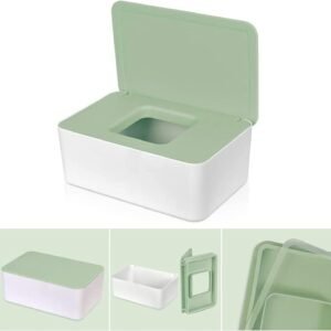 Green Baby Wipe Holder & Diaper Dispenser with Lids - Fresh Storage Pouches - Image 4