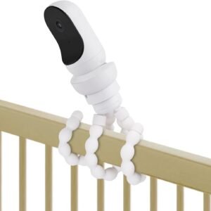 Flexible Tripod Baby Monitor Mount for Owlet Cam and Owlet Cam 2, Attach Your Baby Camera Wherever You Like Without Tools or Wall Damage - White