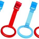 VANZACK 4Pcs Bed Pull Rings Nursery Standing Assist for Newborns Durable and Safe Crib Grab Rings Blue Red