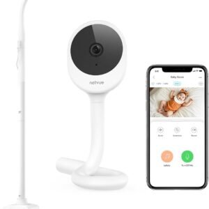 NETVUE Peekababy Baby Camera, Camera & Audio, 4-in-1 Crib Mount, Smart App, Sleep Analysis, White