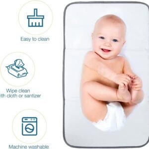 Portable Waterproof Baby Changing Pad - Foldable Travel Diaper Mat, Grey - Image 4