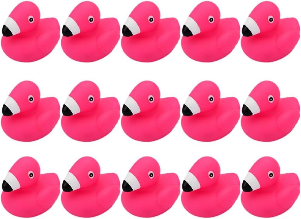 15PCS Pink Flamingo Squeaky Bath Toys