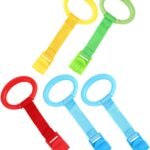 MERRYHAPY 5pcs Cot Pull Rings Easy Grasp Crib Hanging Rings for Standing Support Lightweight Travel Friendly