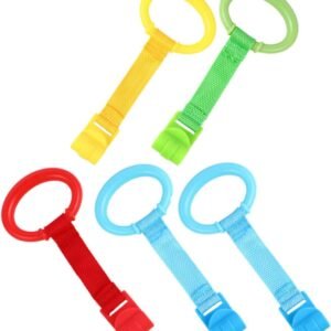 MERRYHAPY 5pcs Cot Pull Rings Easy Grasp Crib Hanging Rings for Standing Support Lightweight Travel Friendly