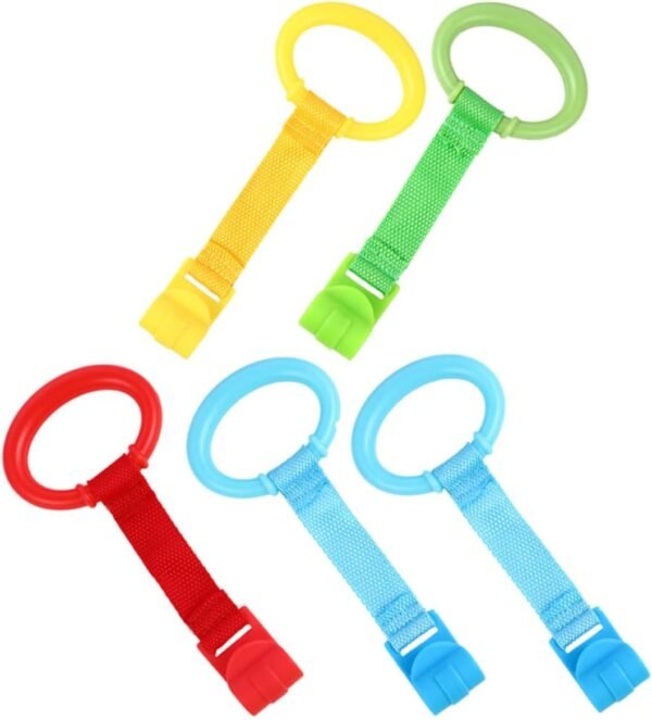 MERRYHAPY 5pcs Cot Pull Rings Easy Grasp Crib Hanging Rings for Standing Support Lightweight Travel Friendly