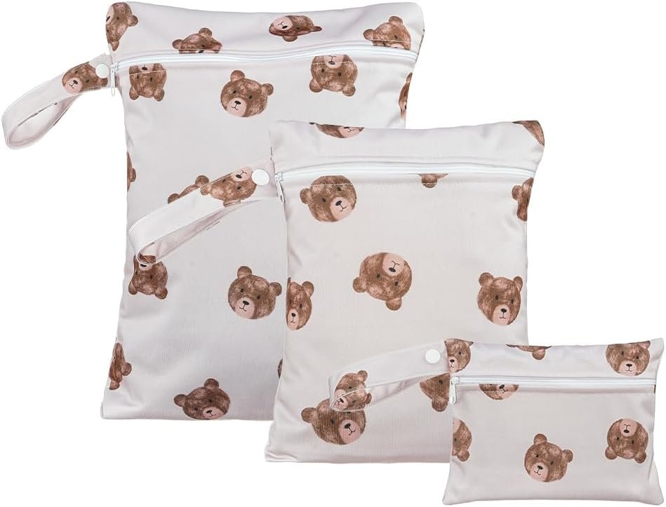 HappyFlute 3 Set Wet Bag Storage Bag Zipper Waterproof Washable Travel Bags, Beach, Pool, Gym Bag for Cloth Diaper, Swimsuits & Wet Clothes(HF01)