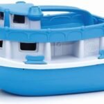 Green Toys Paddle Boat, Blue/Grey - Pretend Play, Motor Skills, Kids Bath Toy Floating Pouring Vehicle. No BPA, phthalates, PVC. Dishwasher Safe, Recycled Plastic, Made in USA.