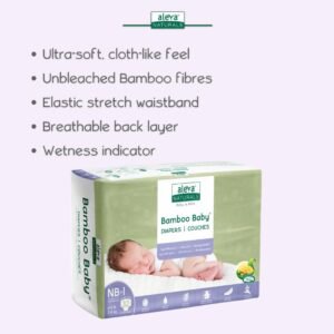 Aleva Naturals Hypoallergenic Bamboo Diapers, Newborn Size, 32 Count - Image 5