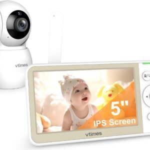 VTimes Baby Monitor No WiFi, 5'' Screen with 32-Hour Battery, Video Baby Monitor Camera Pan-Tilt-Zoom Smart VOX Mode, Two-Way Talk Night Vision Temperature Display Alarm 8 Lullabies and 1000ft