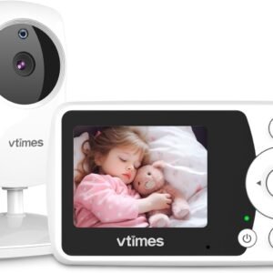 VTimes Baby Monitor with Camera and Audio, Video Baby Monitor No WiFi Night Vision, 2.4" Screen Portable Baby Camera VOX Mode Pan-Tilt-Zoom Alarm and 1000ft Range, Ideal for Gifts