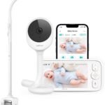 NETVUE Upgraded Baby Monitor Camera, 5000mAh Baby Camera Monitor Audio, Moniteur Bébé with Cry Detection, 5" Display, 2-Way Talk, 4 in 1 Bracket, Smart Phone App, Ideal for All Scenarios