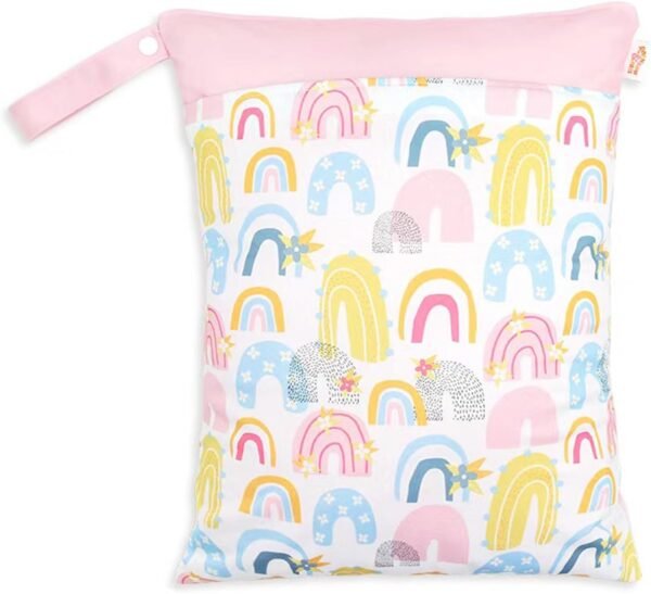 JuleLyn Wet Dry Bag, Wet Bag for Swimsuit, With Two Zipper Wetdry Packing Pouch, Travel, Swim Suit, Cloth Diapers, Pool, Beach, Gym Clothes, Hook to Stroller (rainbow-02)