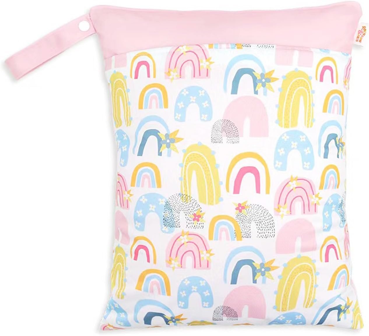 JuleLyn Wet Dry Bag, Wet Bag for Swimsuit, With Two Zipper Wetdry Packing Pouch, Travel, Swim Suit, Cloth Diapers, Pool, Beach, Gym Clothes, Hook to Stroller (rainbow-02)