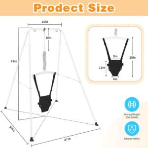 Indoor/Outdoor Baby Jumper with Adjustable Strap - Toddler Swing Set (6-24 Mo, White) - Image 6