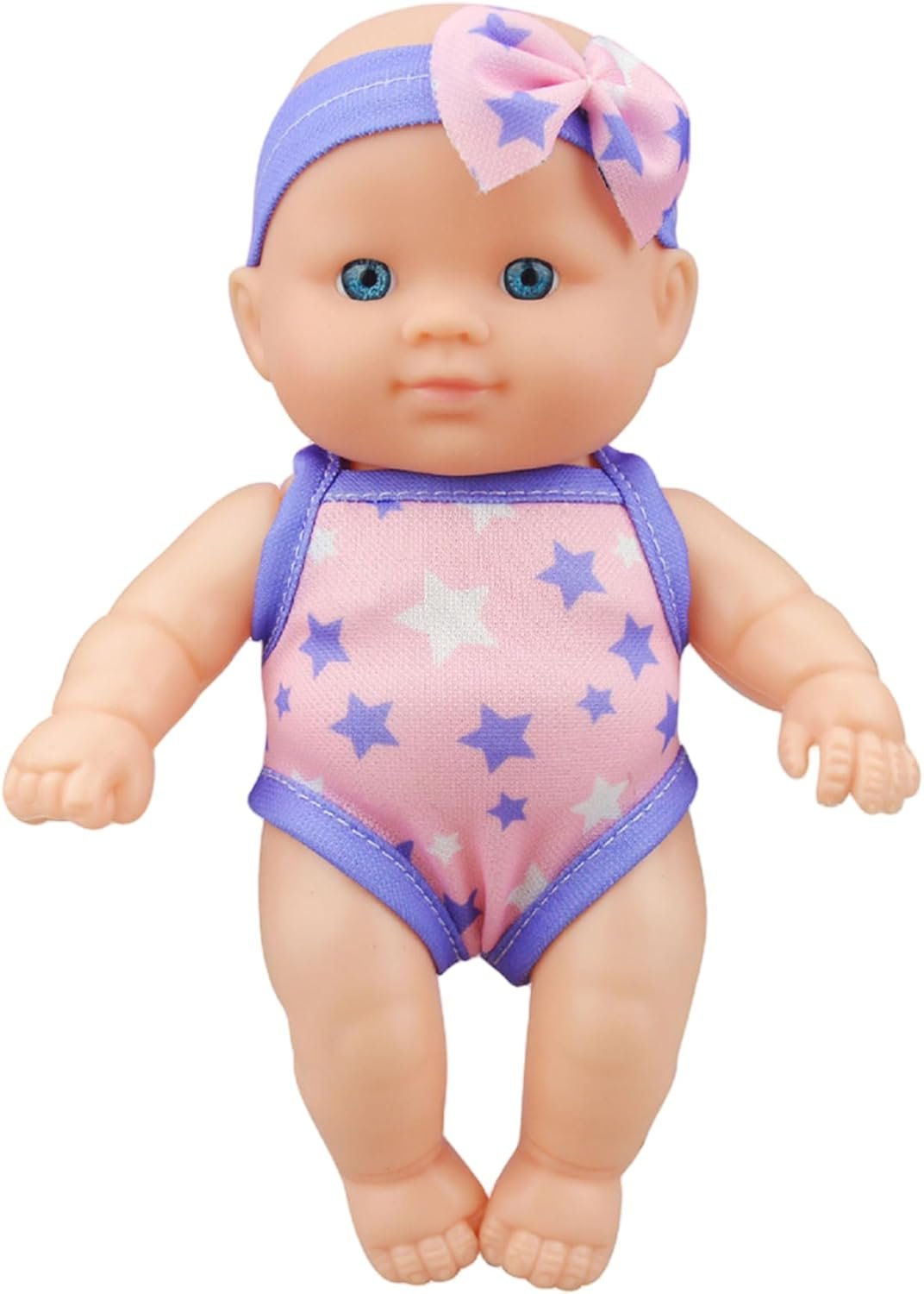 Water Baby Doll Soft Vinyl Realistic Waterproof Floating Bath Toys with Movable Joints Swimsuits