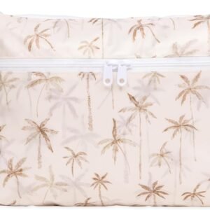 Bumkins Waterproof Wet Dry Clutch Bag for Baby, Travel, Swim Suit, Cloth Diapers, Pump Parts, Pool, Gym Clothes, Toiletry, Strap to Stroller, Daycare, Zip Reusable Bag, Packing Pouch, Palm Trees
