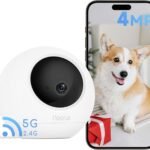 Noorio T110 Indoor Security Camera as Baby Monitor and Pet cam with Phone App 2 Way Audio, 360 Pan Tilt 2.4/5GHz WiFi Wired, Local Storage, Work with Alexa
