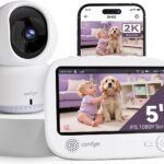 2K comfyer Smart WiFi Baby Monitor - 5" 1080P Split Screen, Phone APP & Monitor Control, Motion Alerts, Auto Tracking, Motion & Sound Detection, HD Night Vision, 5050mAh Battery, 2-Way Talk