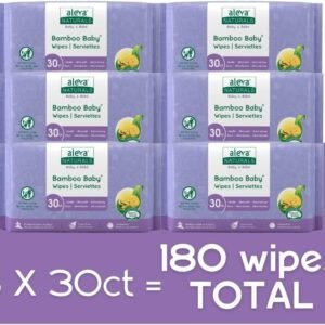 Aleva Naturals Bamboo Baby Wipes Value Pack - 180 Unbleached Wipes - Image 2