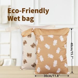 Waterproof Wet Dry Bags - 2 Zippered Pockets & Handle for Baby, Gym, & Swim - Image 2