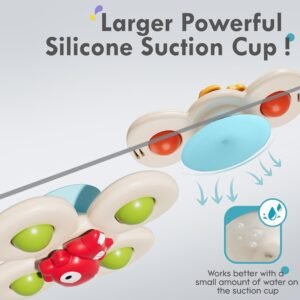 ALASOU 3PCS Suction Cup Spinner Toys for 1-3 Year Olds | Baby Bath & Sensory Gifts - Image 2