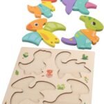 ibasenice Animal Wooden Puzzle Montessori Shape Matching Game for Interactive Learning Bright and Design for