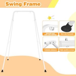 Indoor/Outdoor Baby Jumper with Adjustable Strap - Toddler Swing Set (6-24 Mo, White) - Image 3