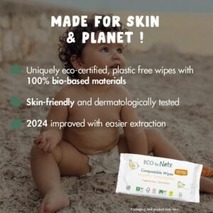 Eco by Naty Unscented Baby Wipes - 100% Compostable, 56 Count (Pack of 3) - Image 3