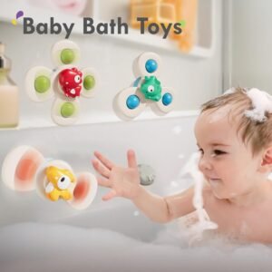 ALASOU 3PCS Suction Cup Spinner Toys for 1-3 Year Olds | Baby Bath & Sensory Gifts - Image 5