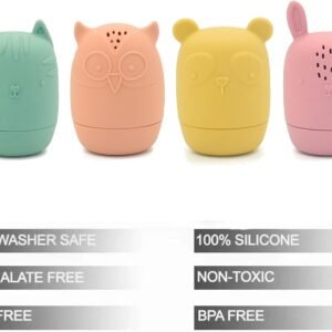 PandaEar 4-Pack Silicone Baby Bath Toys | Non-Toxic & Mold-Free Water Fun - Image 2