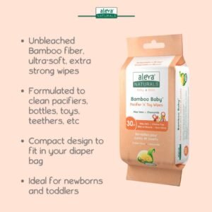 Aleva Naturals Bamboo Baby Pacifier & Toy Wipes - Organic, Lemon Oil, 90ct - Image 5