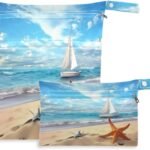 Coikll Wet Dry Bags for Cloth Diaper 2 Pack Waterproof Yoga Gym Bag for Swimsuit Wet Clothes Baby Items-（Beach Landscape）