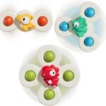 ALASOU 3PCS Suction Cup Spinner Toys for 1 Year Old Boy Girl|Spinning Top Baby Toys 12 18 Months|1 2 Year Old Boy Birthday Gift|Baby Bath Toys for Kids Ages 1-3|Sensory Toys for Toddlers 1-3