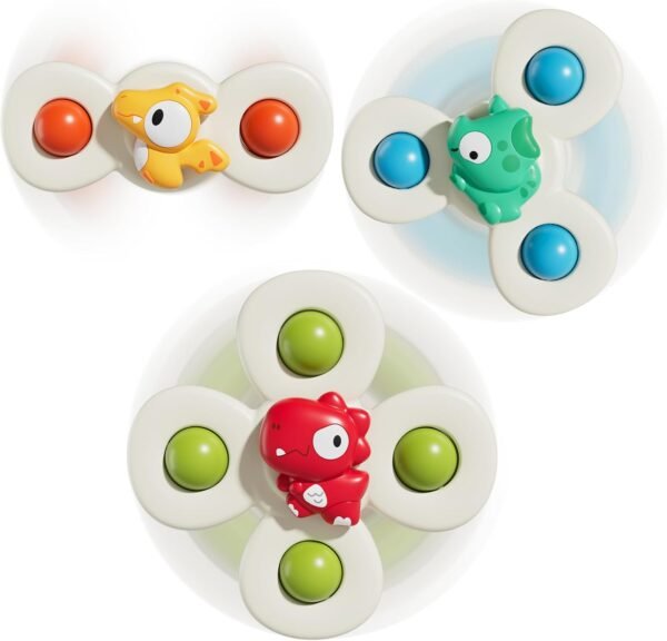 ALASOU 3PCS Suction Cup Spinner Toys for 1 Year Old Boy Girl|Spinning Top Baby Toys 12 18 Months|1 2 Year Old Boy Birthday Gift|Baby Bath Toys for Kids Ages 1-3|Sensory Toys for Toddlers 1-3
